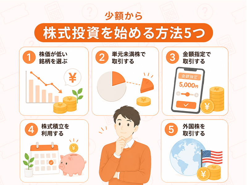 少額から株式投資を始める方法5つ